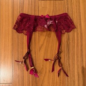 Agent Provocateur Burgundy Lace Garter Belt